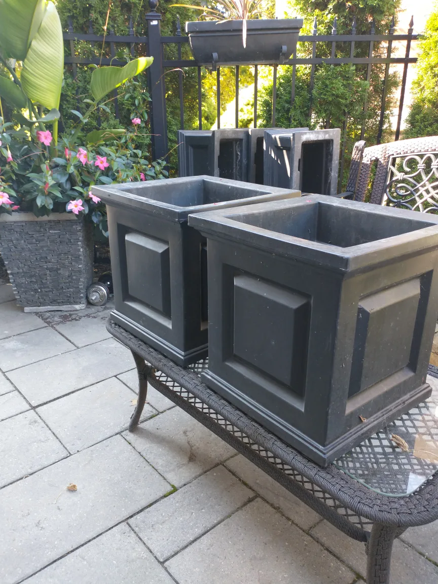 Two Black Plastic Planters thumbnail