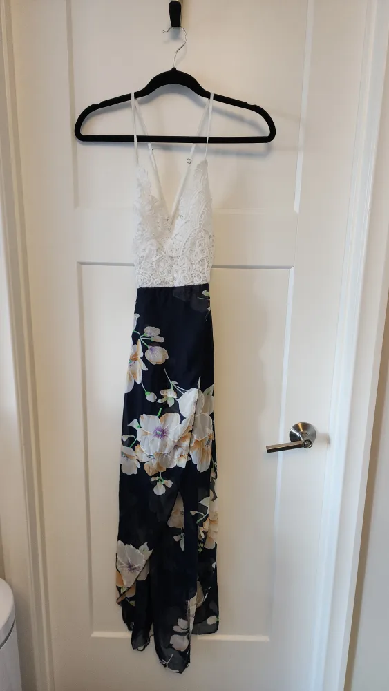 Floral Maxi Dress with Lace Top sz S #ThriftyPicks thumbnail