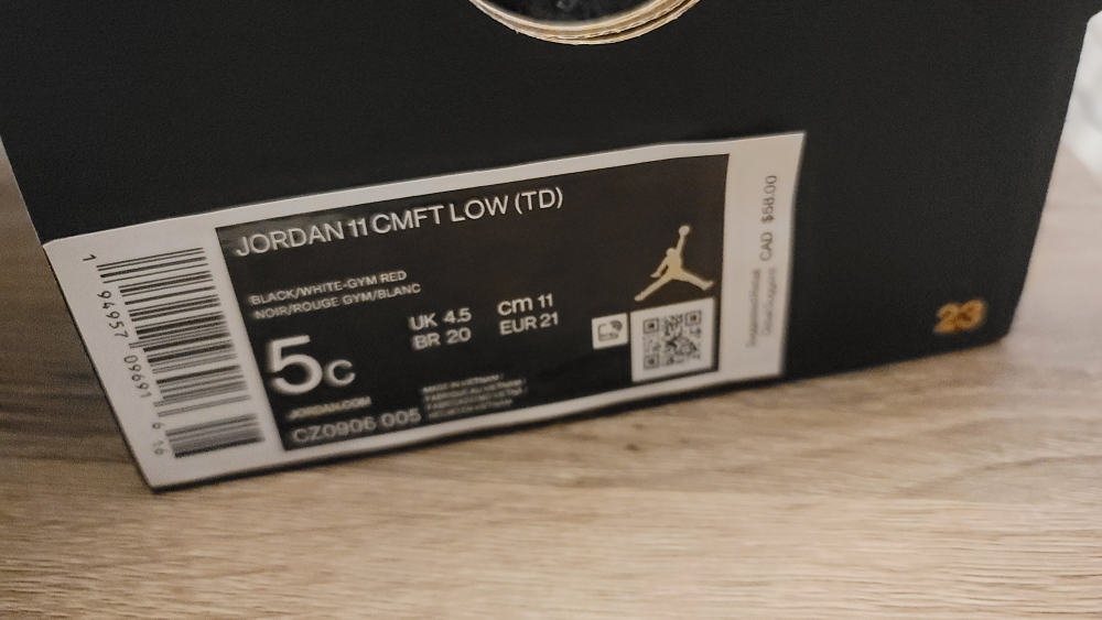 Jordan 11 CMFT Low (TD) Size 5C - photo 2