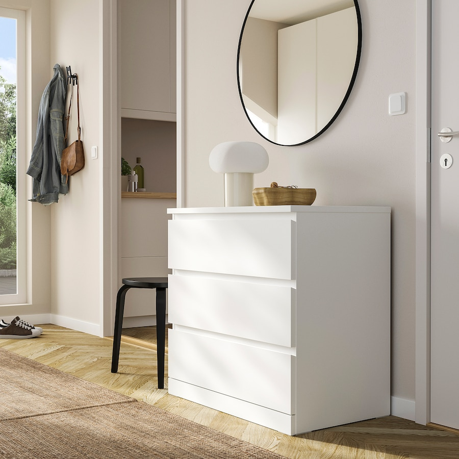 IKEA MALM 3-Drawer Chest/Dresser White - photo 3