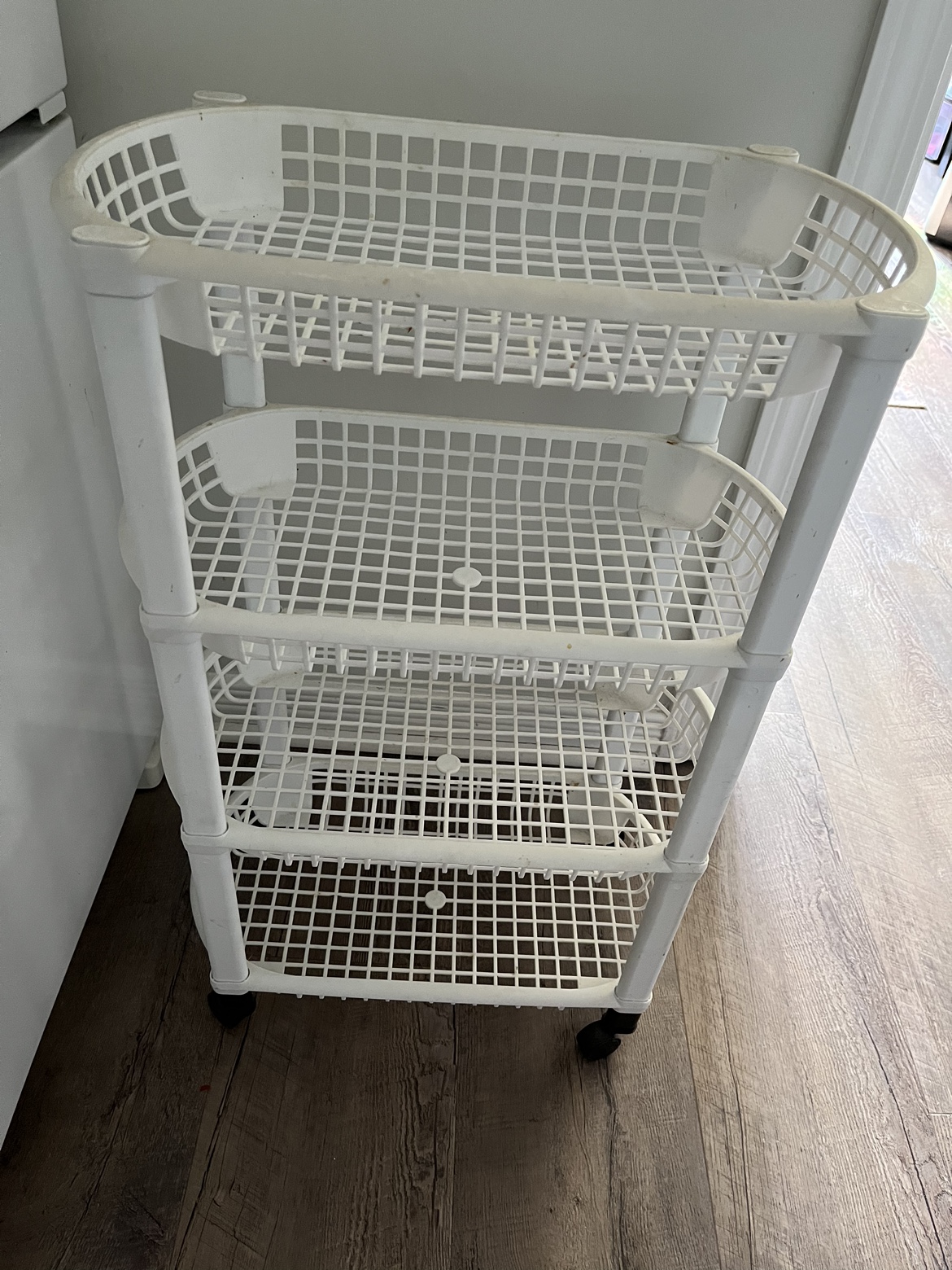 White 4 Tier Rolling Storage Cart