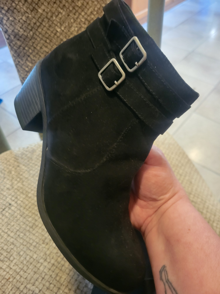 Black Buckle faux suede  ankle boots - photo 2