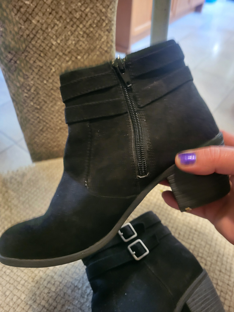 Black Buckle faux suede  ankle boots - photo 3