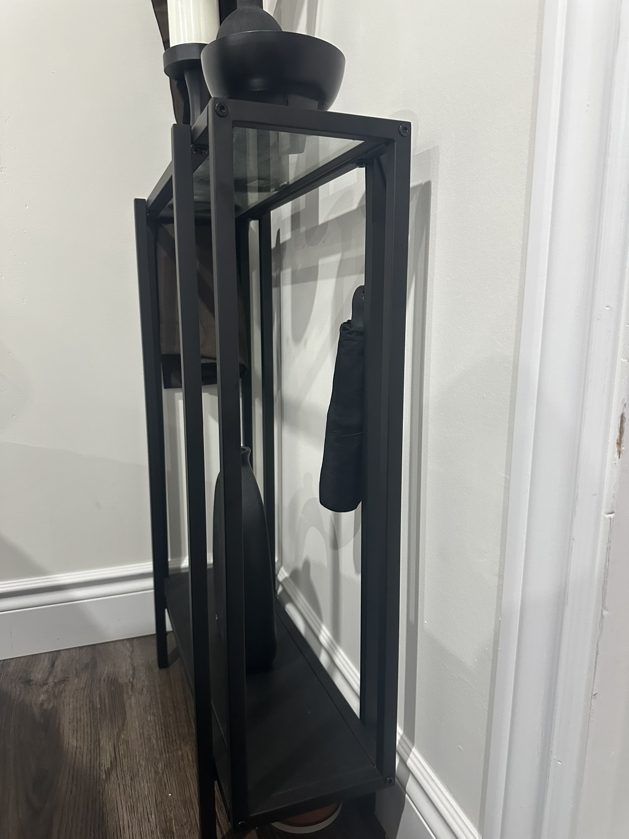 Black Glass Top Console Table - photo 3