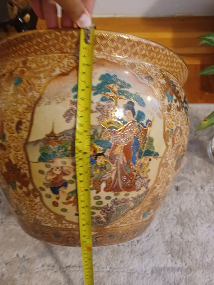 Antique Satsuma LARGE Porcelain Planter w/ stands image indicator(9)
