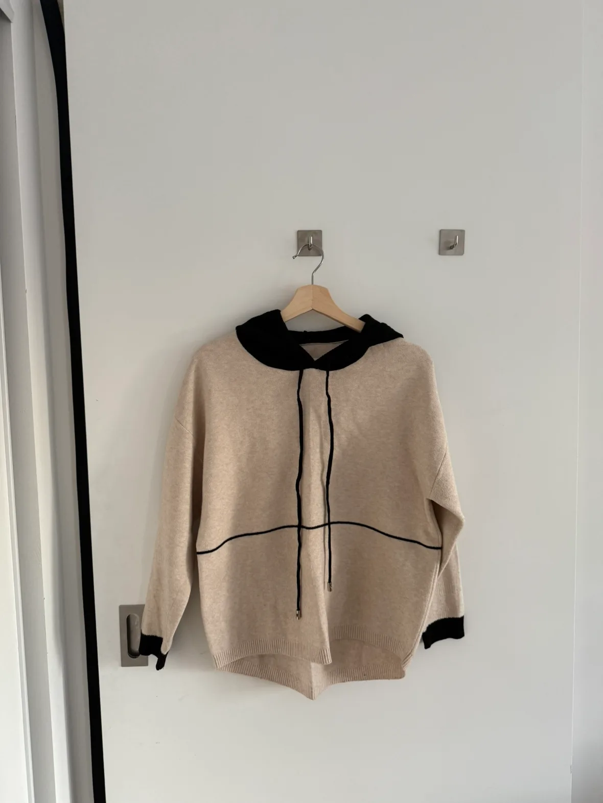 Beige and Black Hooded Sweater thumbnail