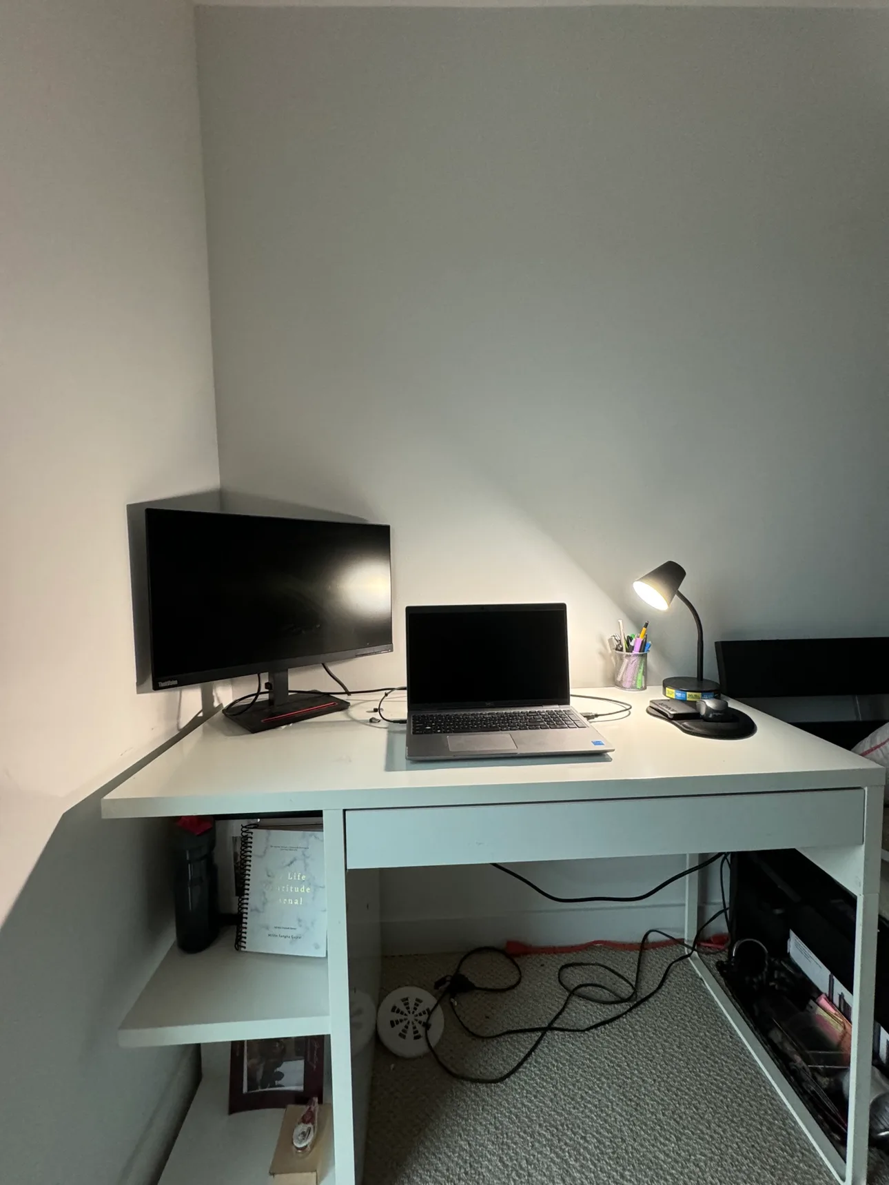 White Computer Desk with Shelf thumbnail