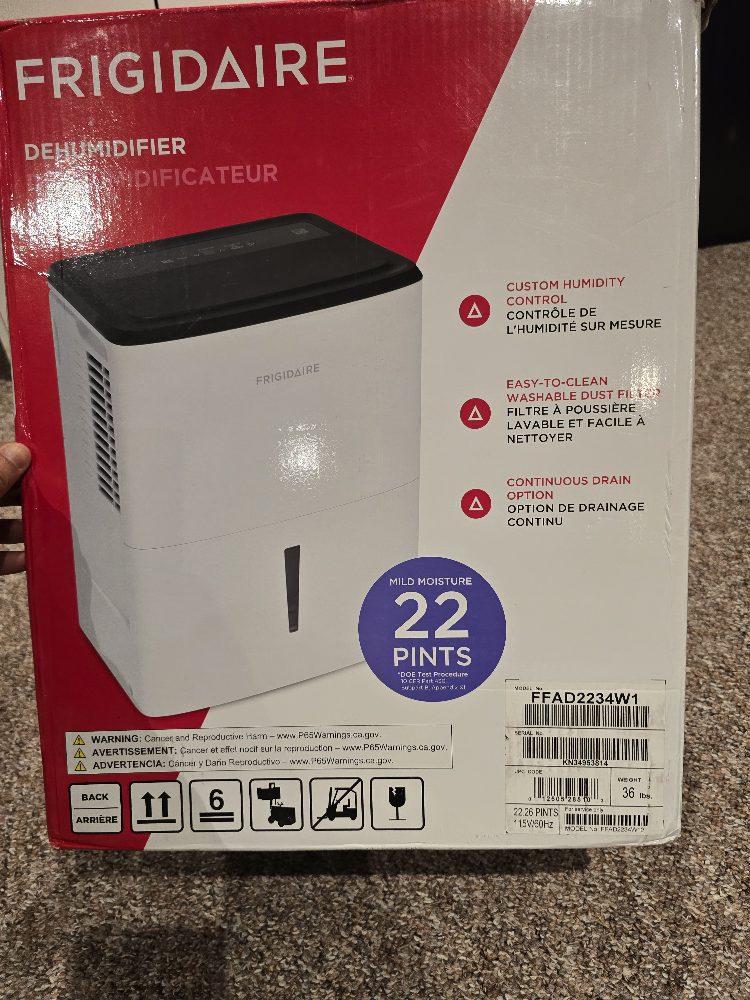 Frigidaire 22 Pint Dehumidifier