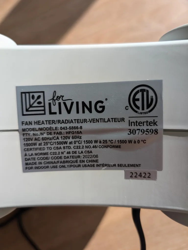For Living Fan Heater, 1500W. image indicator(3)