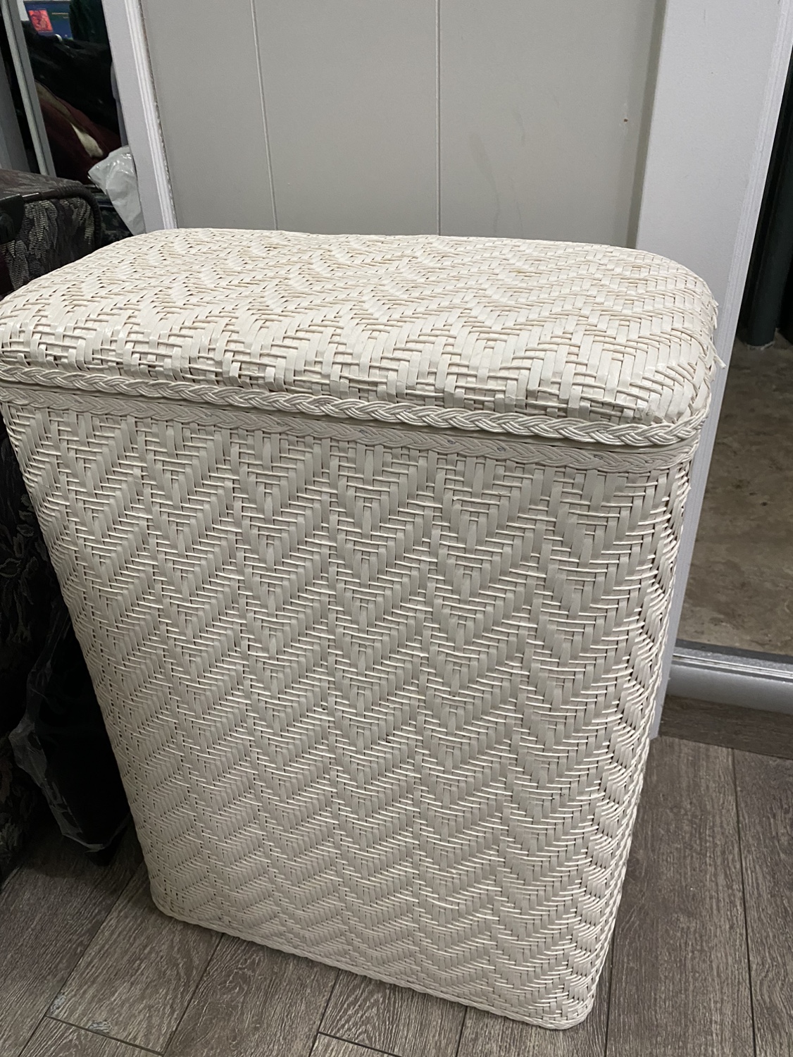 White Wicker Laundry Basket