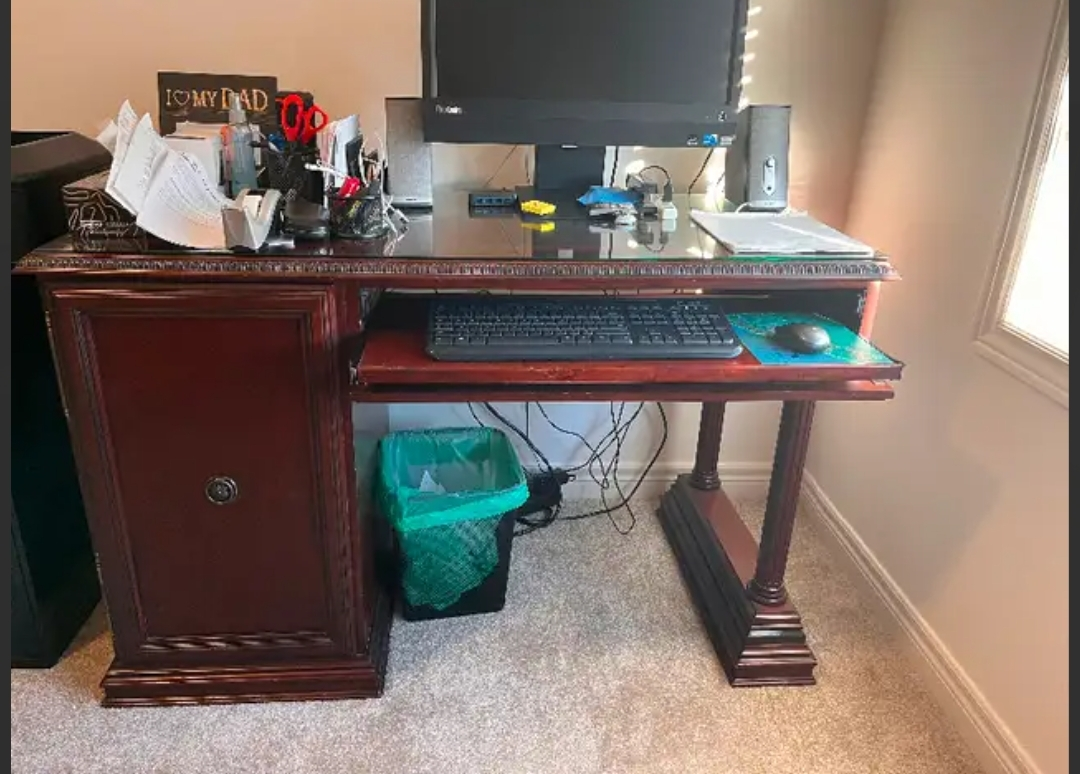 Solid Walnut computer desk with sliding keyboard tray