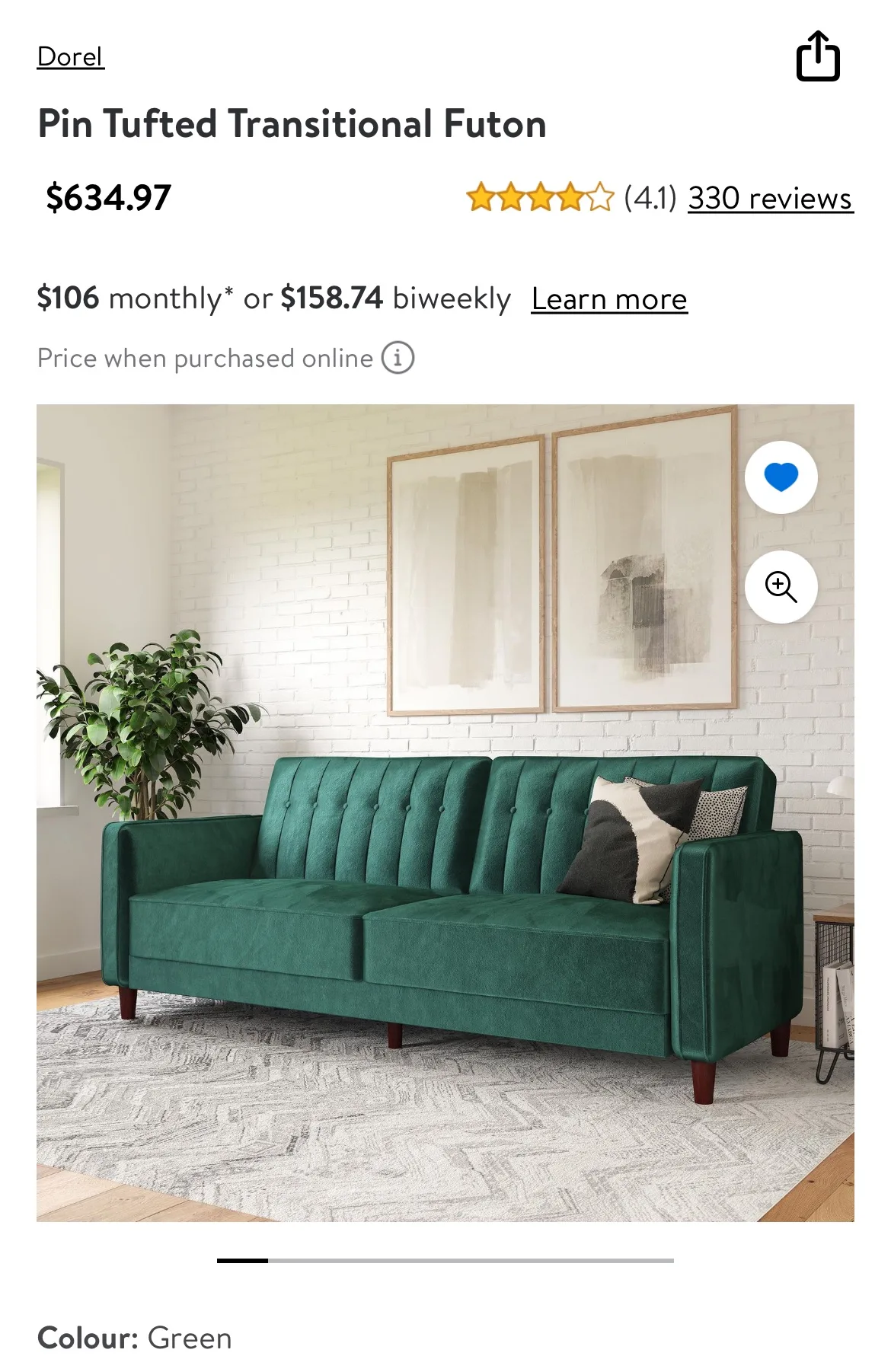 Dorel - Pin Tufted Transitional Futon image indicator(7)