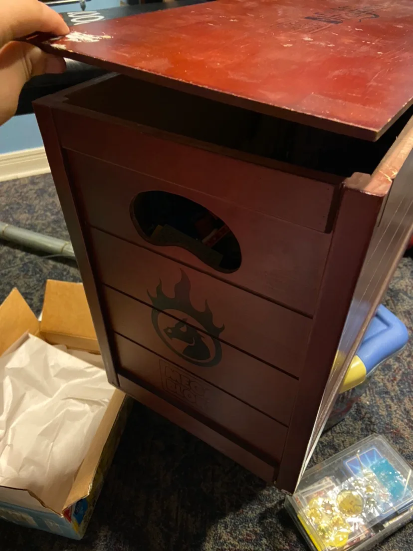 Large wooden bin of megablocks and other LEGO knock offs image indicator(6)