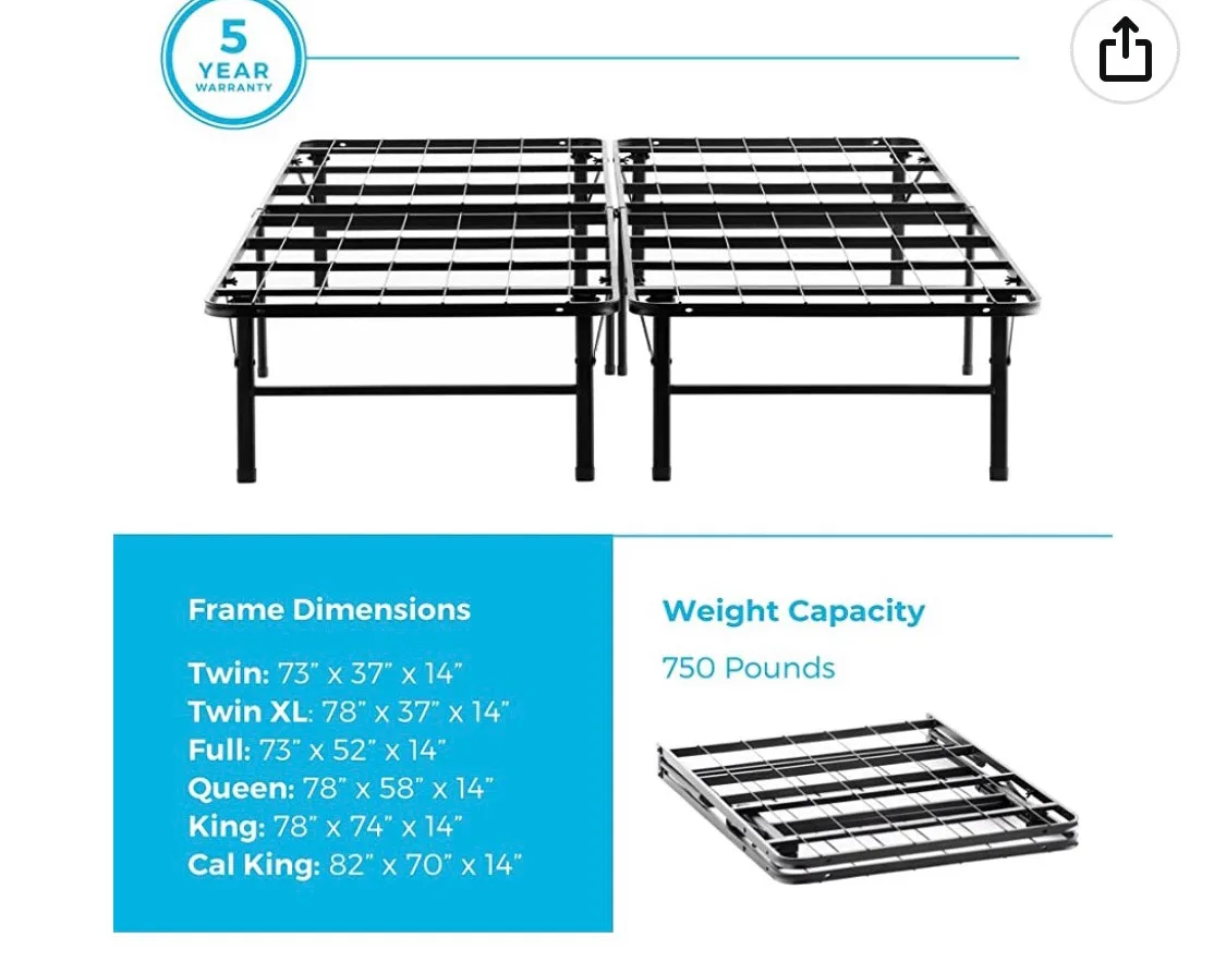 Foldable Metal Bed Frame Twin thumbnail