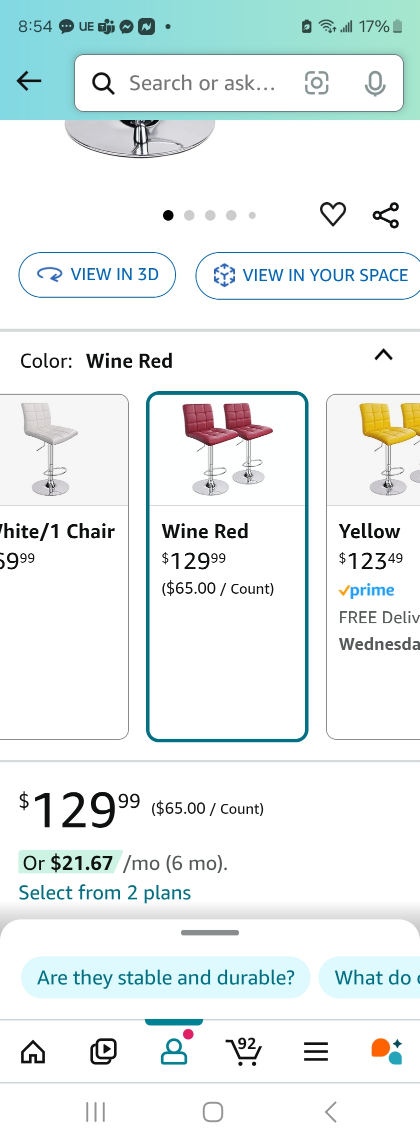 Red Bar Stools - Set of 2 - photo 4