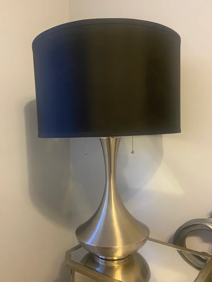 Silver Table Lamp with Black Shade image indicator(3)
