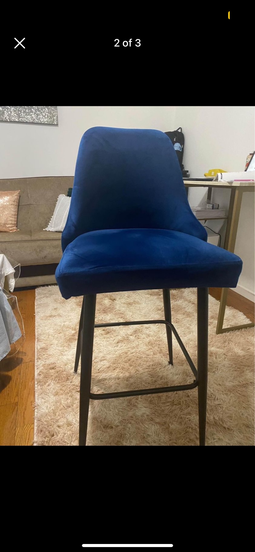 Blue Velvet Bar Stool
