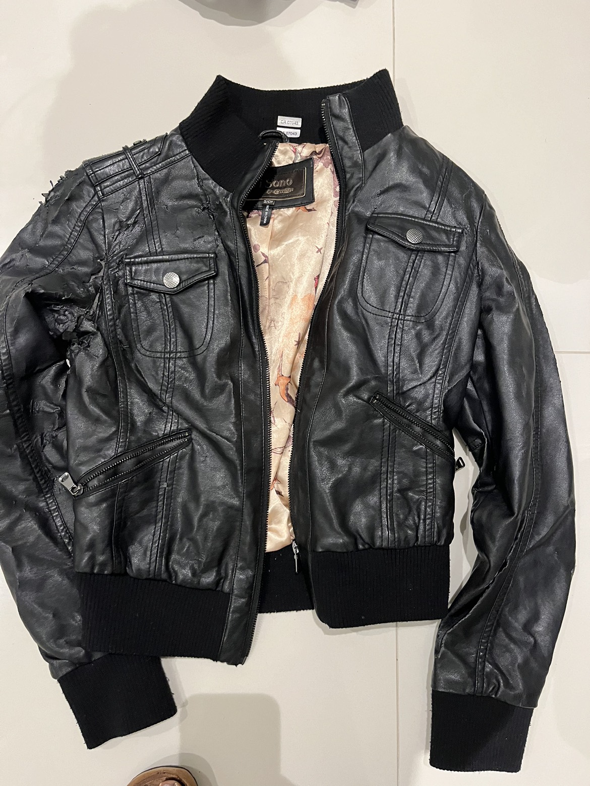 #Freecycle Vegan leather bomber S
