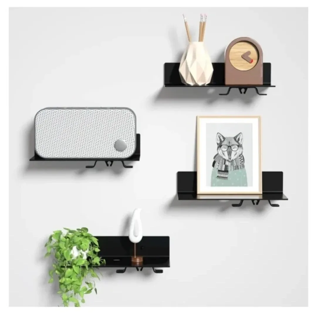 Set of 4 Black Floating Shelves image indicator(2)