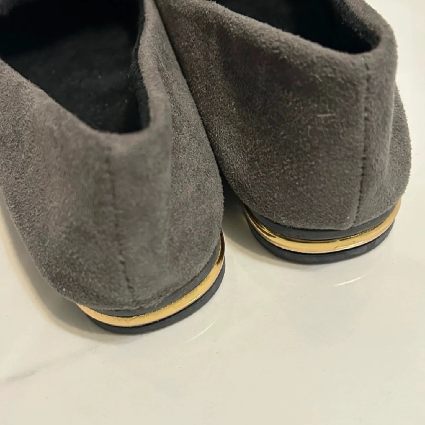 Grey Furry Flat Shoes image indicator(2)