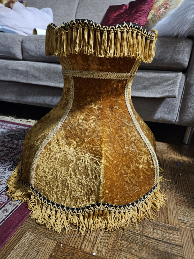 Vintage Yellow-Gold Velvet Lampshade