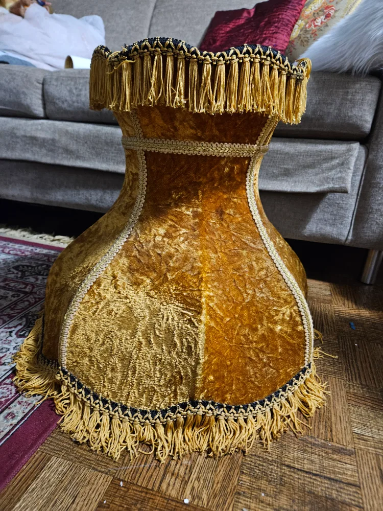 Vintage Yellow-Gold Velvet Lampshade thumbnail