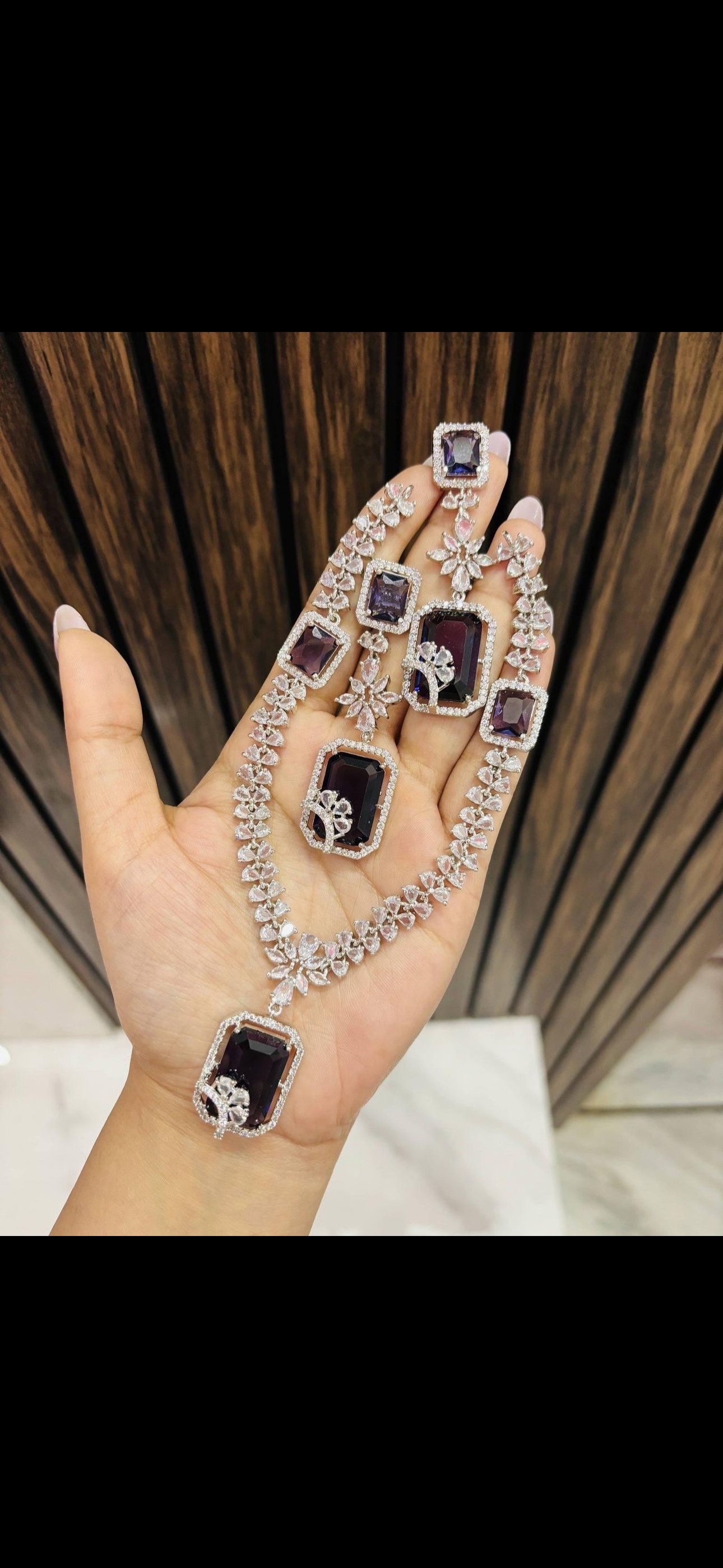 Purple Gemstone Necklace Set