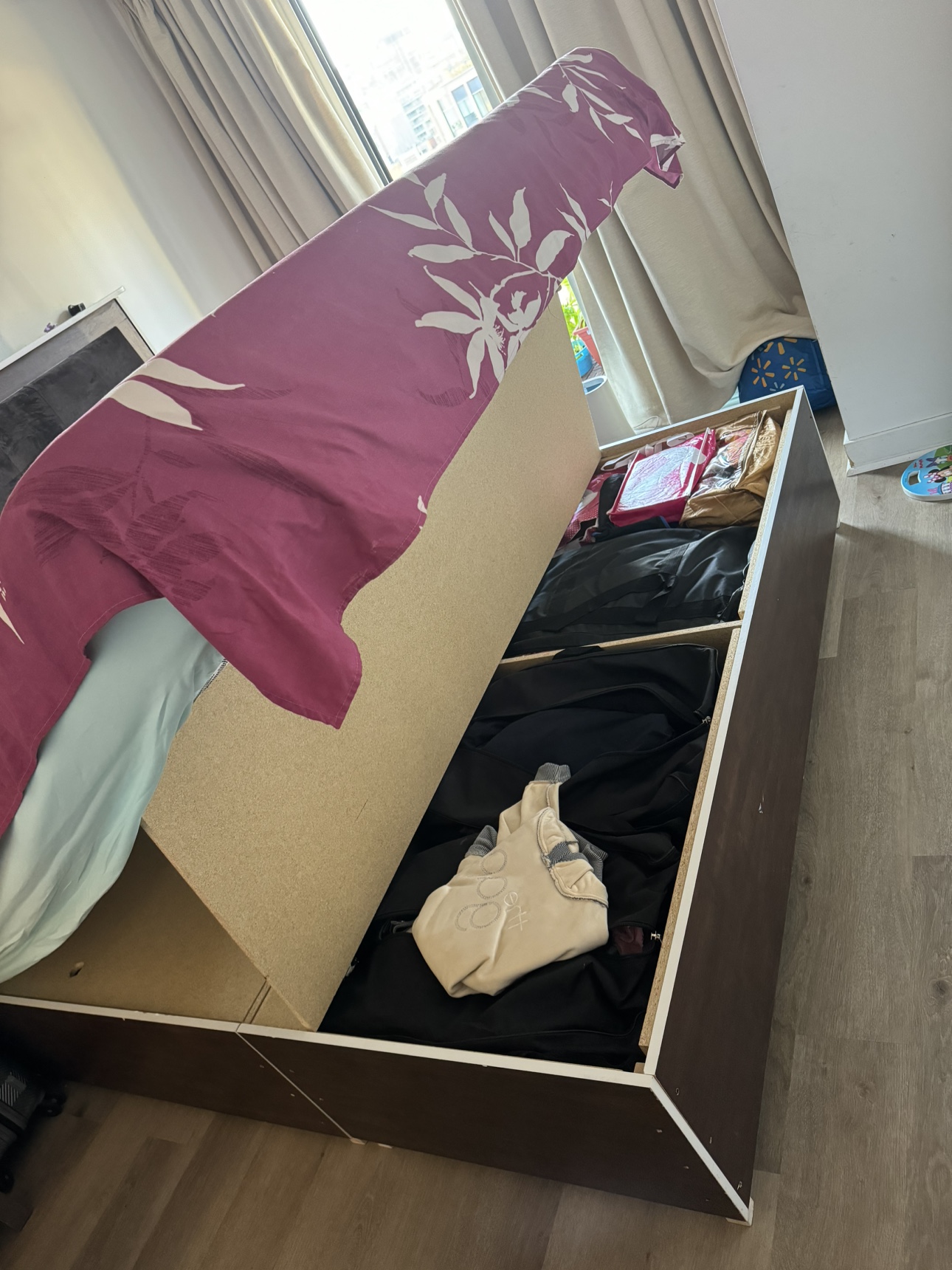 King Size Bed Frame with Storage and night stand - photo 3