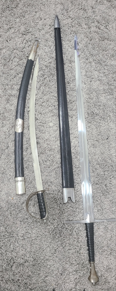 Display Sabre and Target Practice Broadsword.