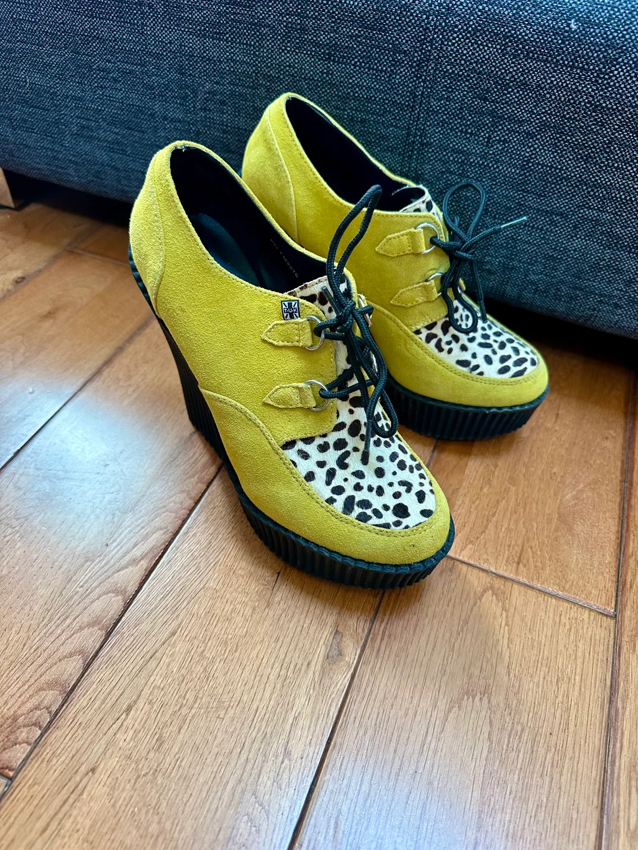 T.U.K Yellow Platform Wedge Heels thumbnail