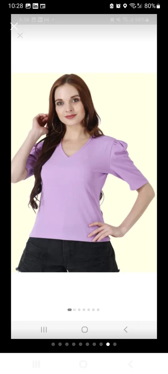 Purple V-Neck T-Shirt image indicator(2)