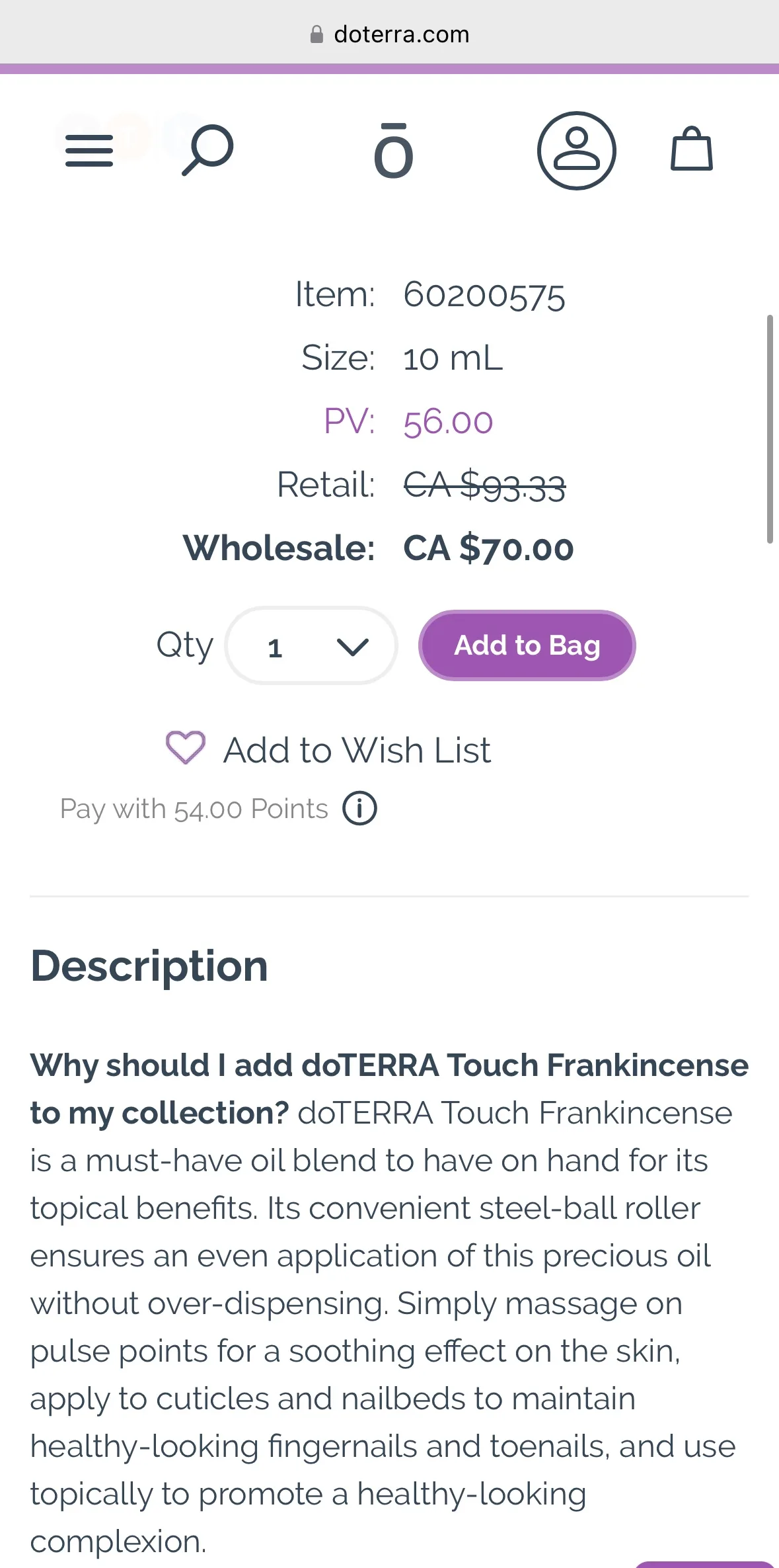 dōTERRA Frankincense Roller 10ml image indicator(4)