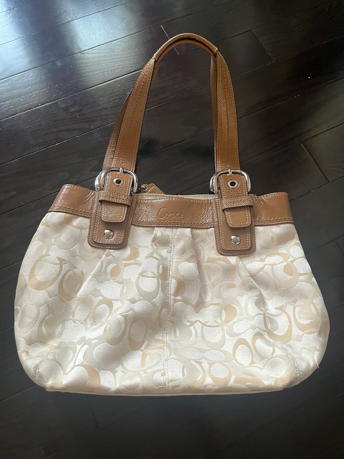 COACH Vintage Y2K Shoulder Bag, cream tote thumbnail