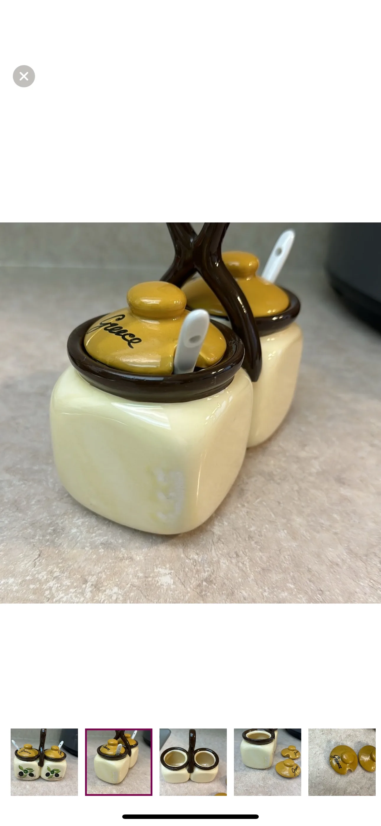 Vintage Jam Caddy with Spoons orange and Cream Double Caddy image indicator(10)