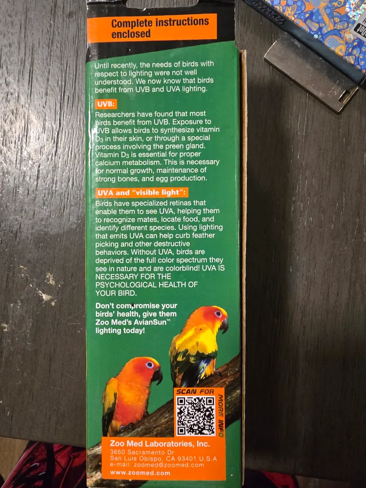 Zoo Med Avian Sun light bulb 5.0 UVB for lamp for birds image indicator(3)