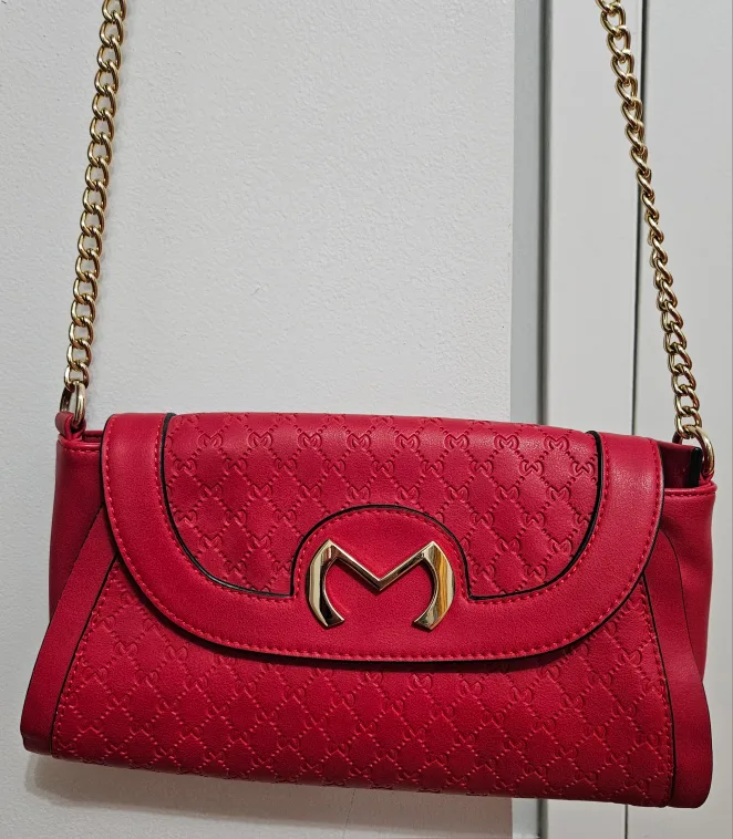 Milano Red Crossbody Bag with Gold Chain Strap thumbnail