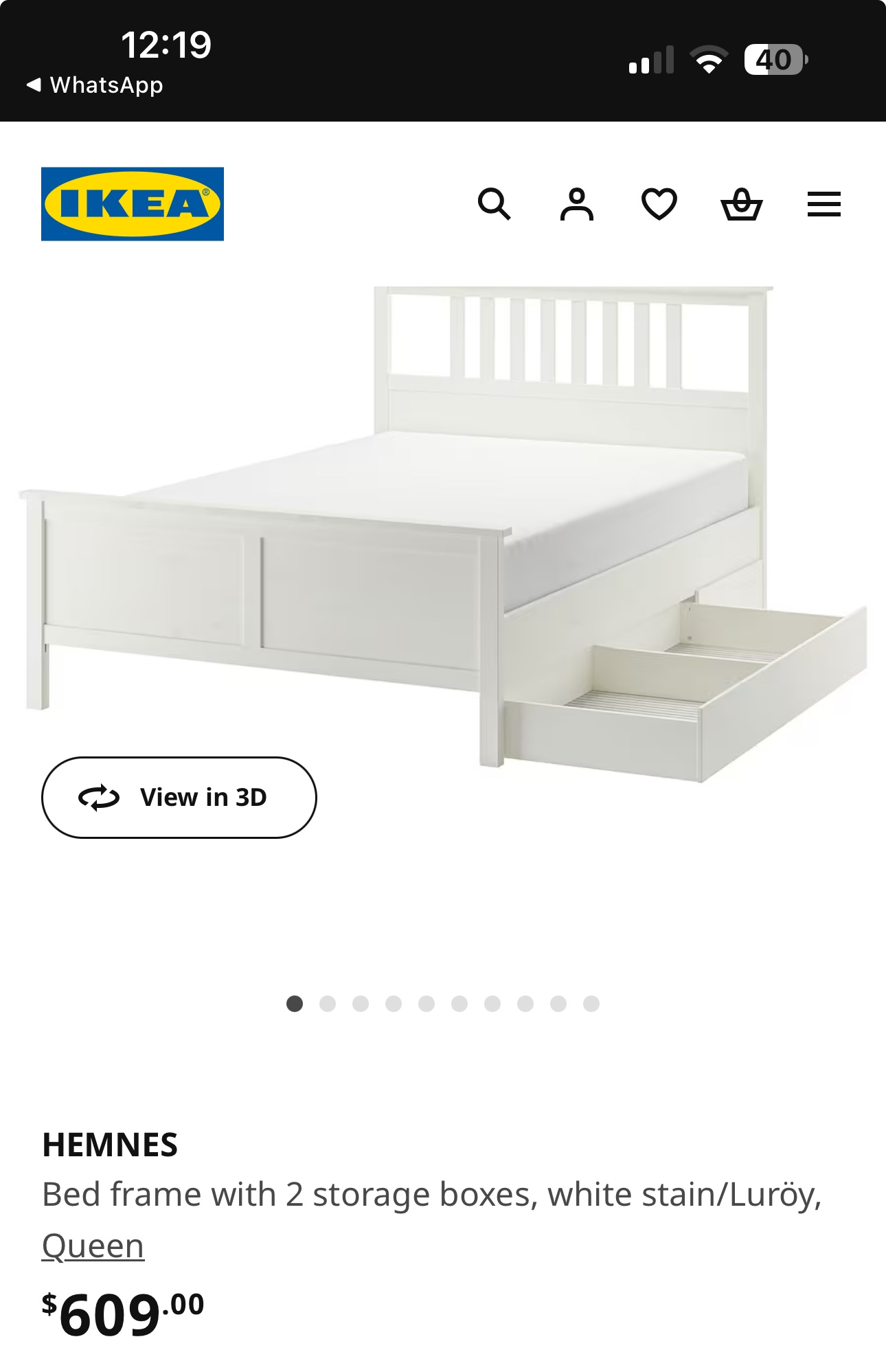 IKEA HEMNES Queen Bed Frame with Storage & mattress. - photo 2