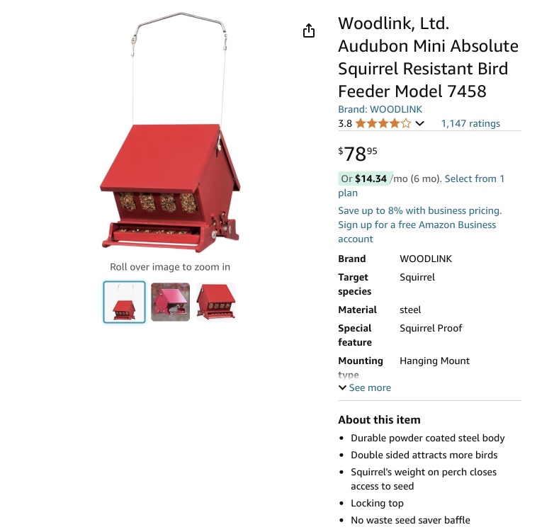 Squirrel proof mini red bird feeder - photo 3