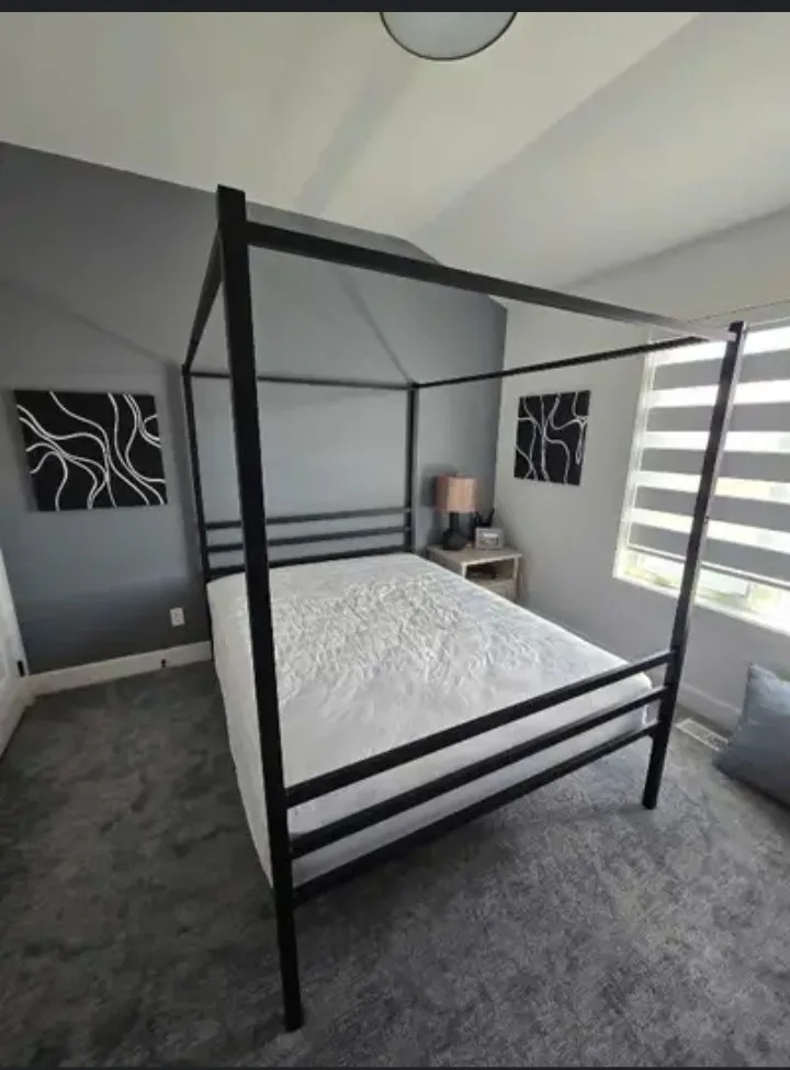 Black Metal Canopy Bed Frame thumbnail