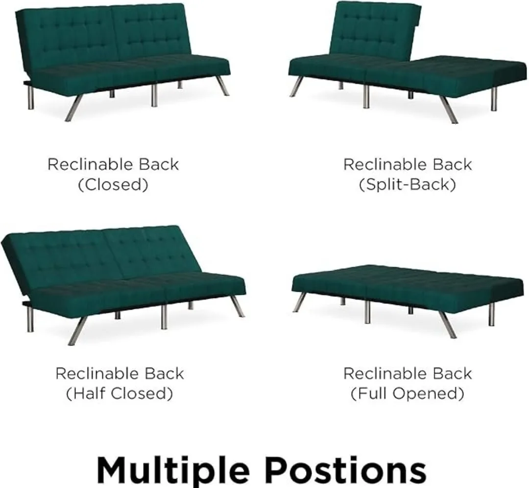 Green Futon Sofa Bed Couch with Reclining Back image indicator(4)