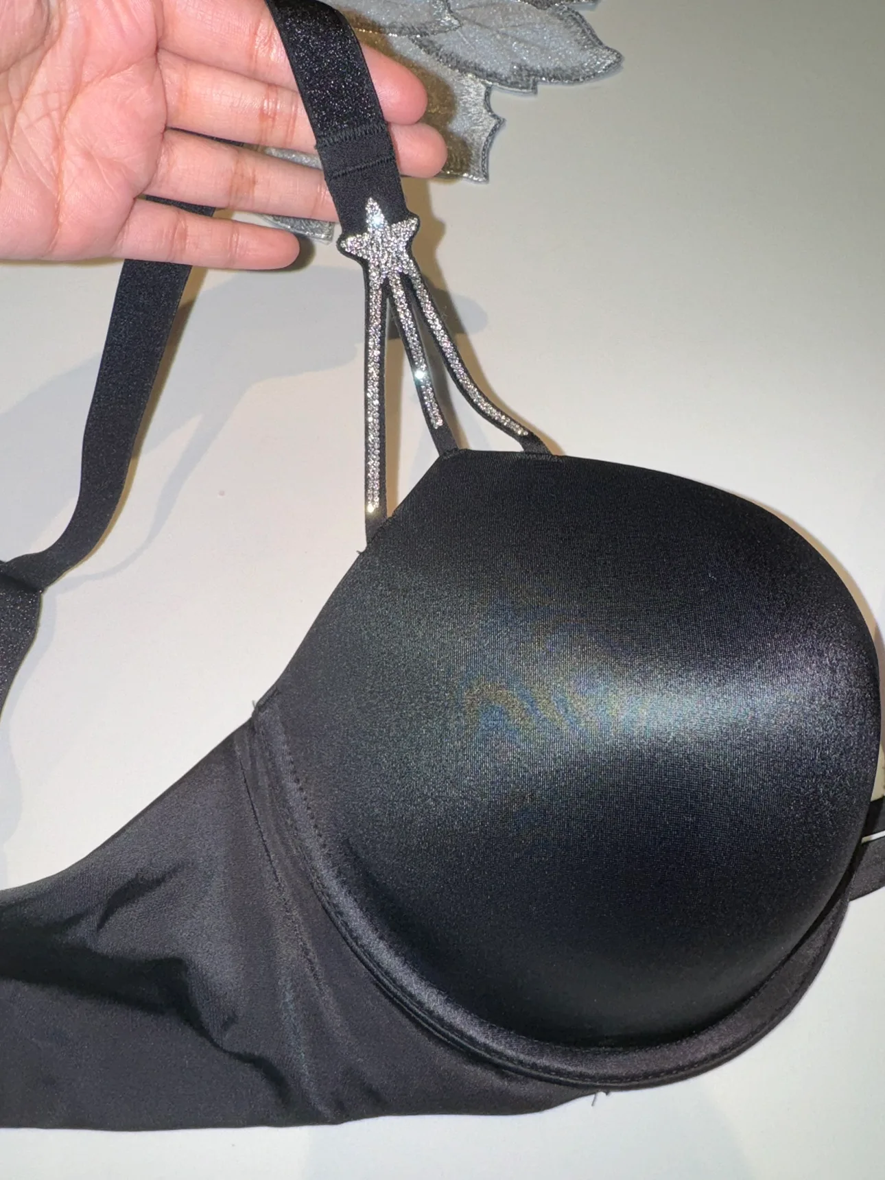 Victoria's Secret Black Bra with Rhinestone Straps image indicator(2)