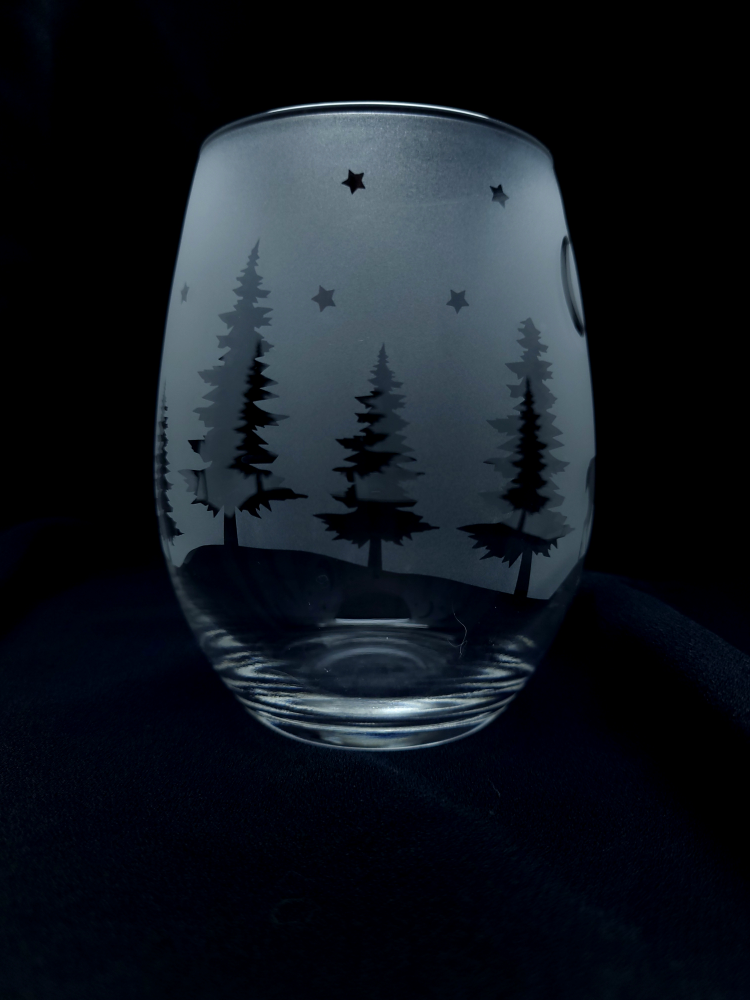Etched Deer Stemless Wine Glass - photo 2