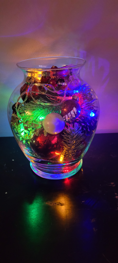 Glass Christmas Vase with Lights