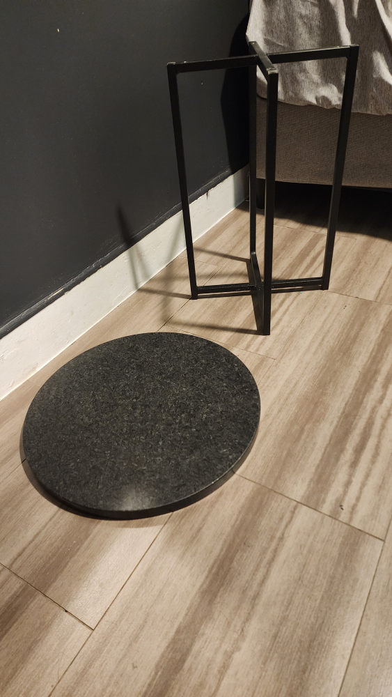 Round Black Marble End Table - photo 5