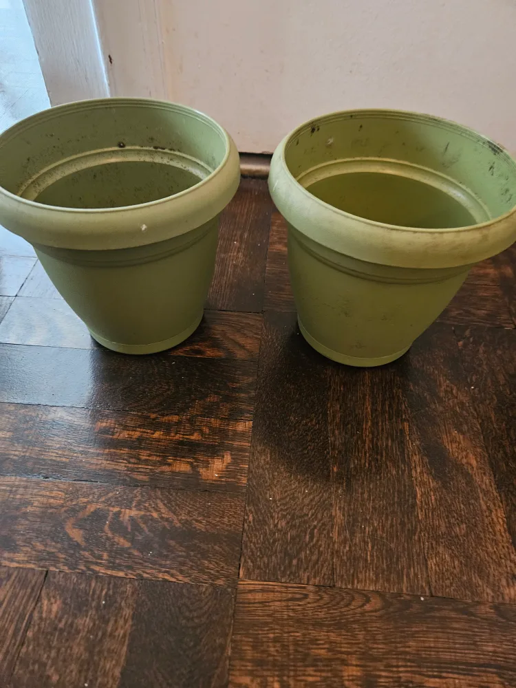 Two Green Plastic Pots ❤️ thumbnail