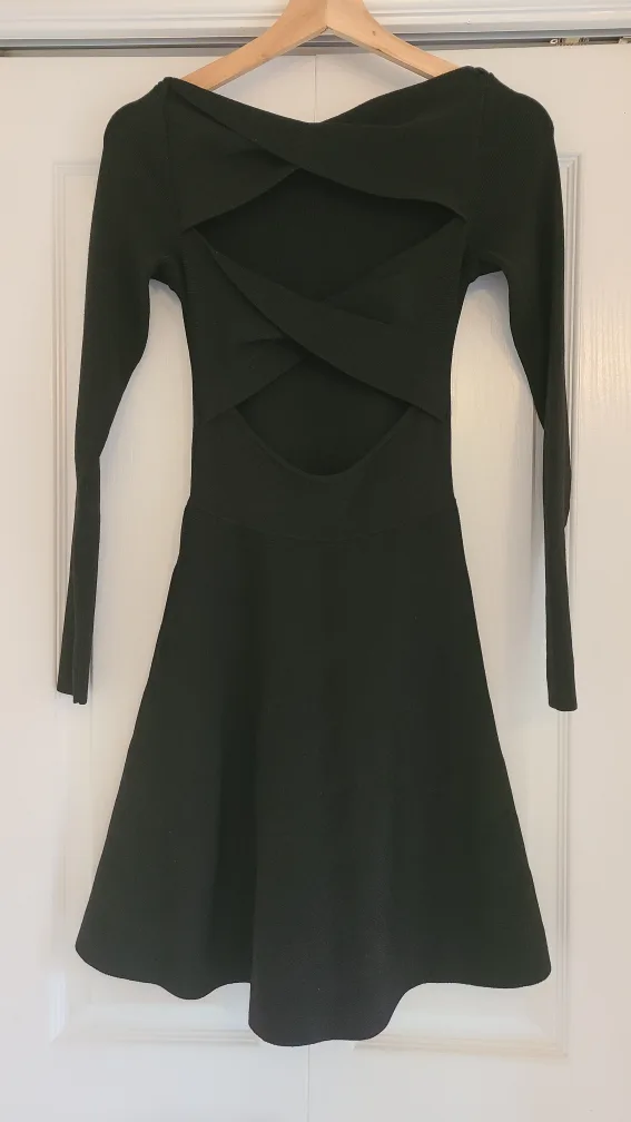 Club Monaco Black Knit Dress with Cutout Back image indicator(2)
