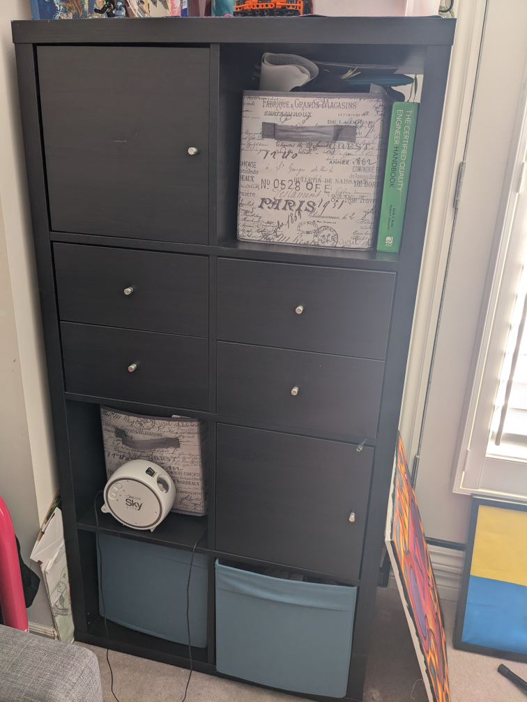 IKEA KALLAX- Shelf unit with 4 inserts, black-brown. - photo 2