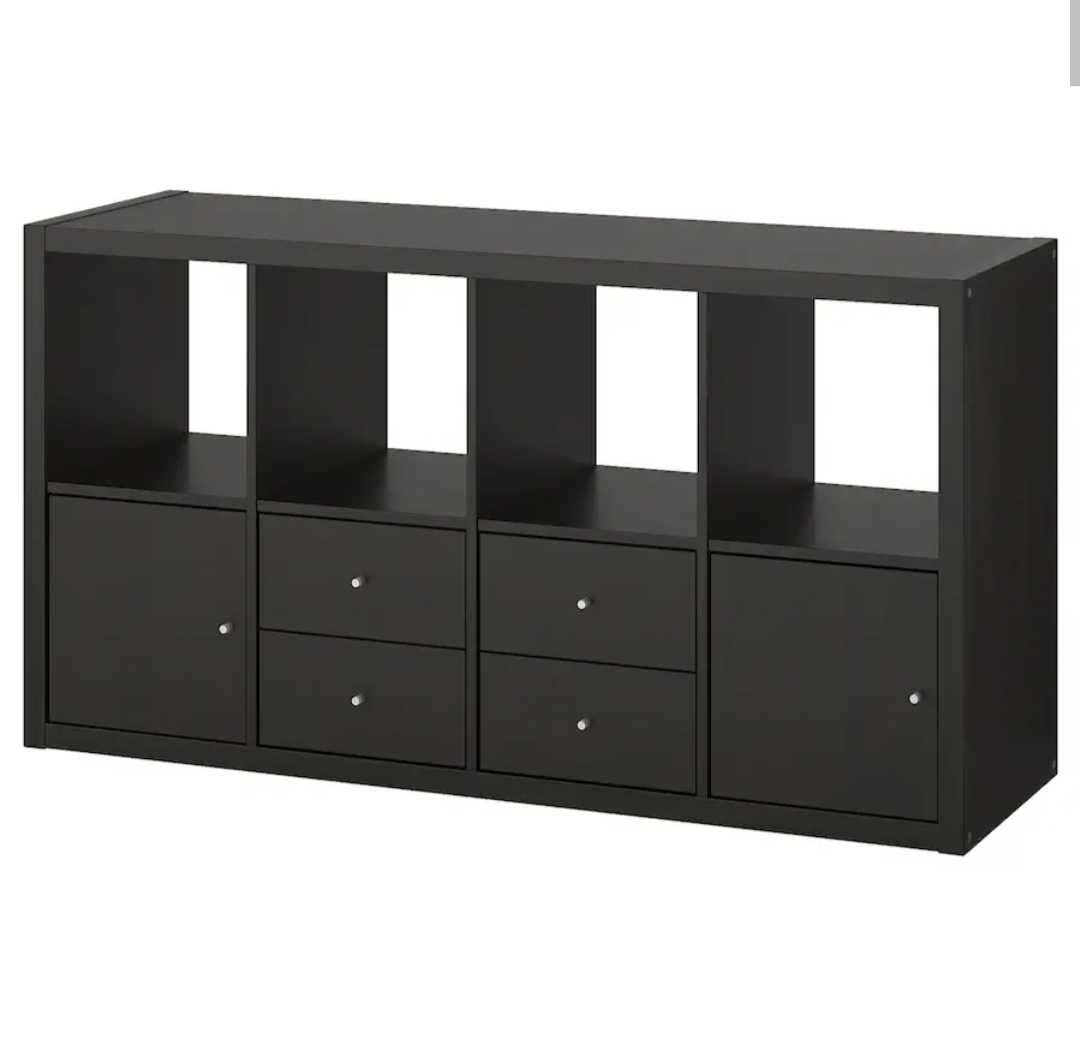 IKEA KALLAX- Shelf unit with 4 inserts, black-brown. - photo 3