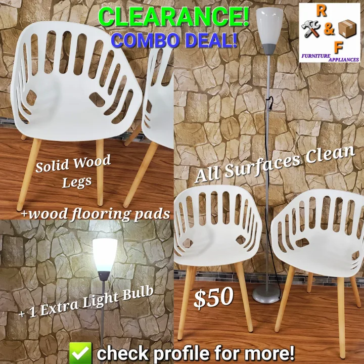 Structube Chairs Solid Wood Legs+Grey Floor Lamp/Light thumbnail