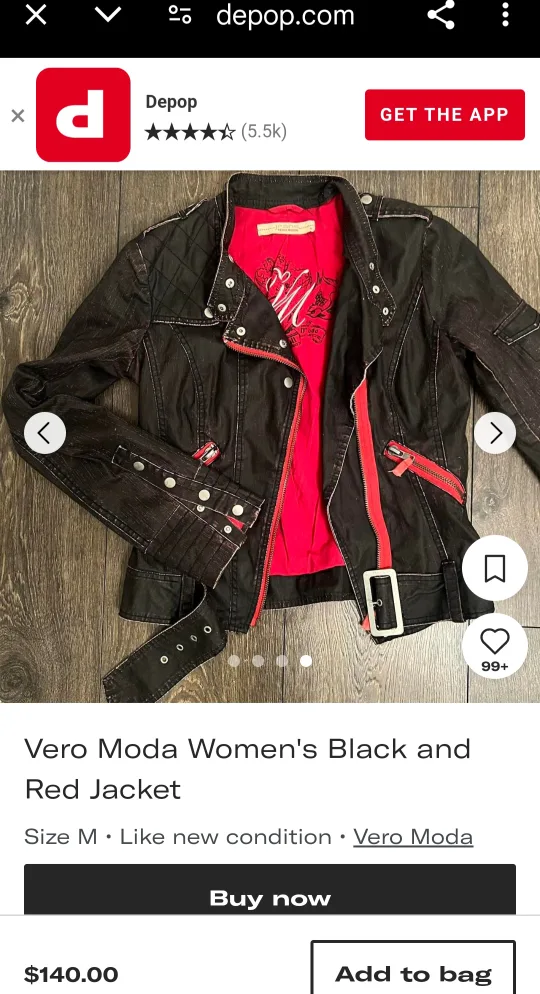 Vintage VERO MODA Y2K #S #XS  Black & Red MOTO Style Jacket. image indicator(10)